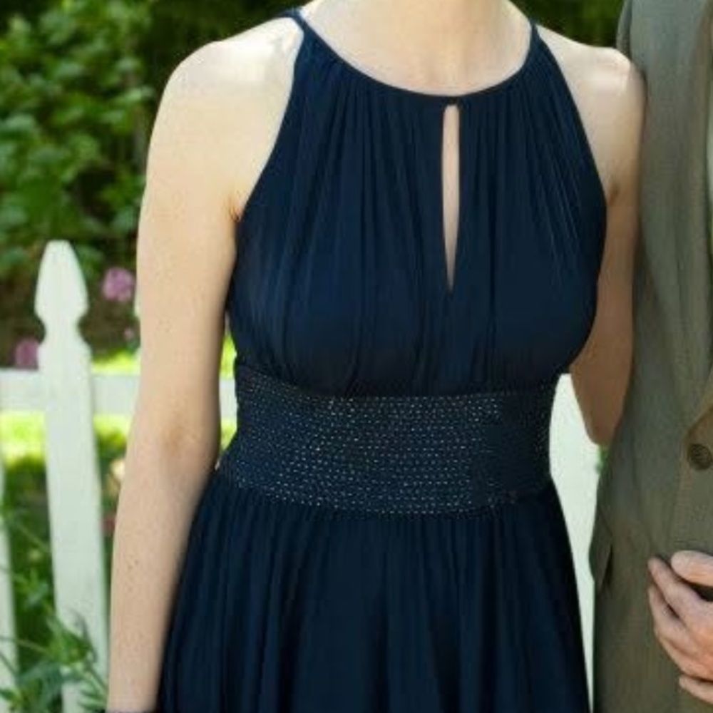 David's Bridal Navy Blue Halter Dress
